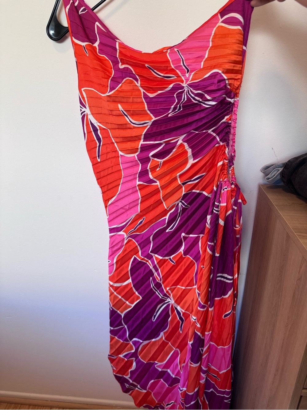 Vibrant Pink & Purple Floral Ruched Women’s Dress